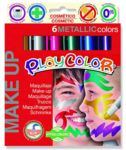 Playcolor 1011 - Caja de 6 témperas sólidas, color Metálico