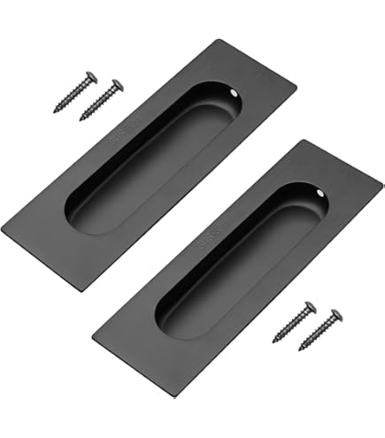 Gedotec Poignée De Meuble Coulissante En Forme De Coquillage | Pour Portes Et Tiroirs - H1731 | Métal Noir Mat | Longueur : 75 Mm | Design à Encastrer Et à Coller | 1 Pièce