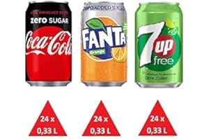 SEVEN UP Zuckerfrei Paket: 72 Dosen 0,33L (24 x Cola Zero 24 x Fanta Zero 24 x 7 Up Free) EINWEG inkl. gratis FiveStar Kugelschreiber (Europa)
