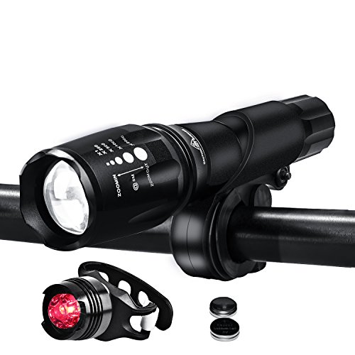 LED Fahrradlicht,Topoint wasserdicht 2500 Lumen Fahrradlampe Set,super helle USB led Taschenlampe ,Frontlicht(5 Modus) + Rücklicht(3 Modus) für Radfahren Camping Outdoor Sport Jagen wandern