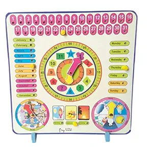 JOY LAND? All in One Wooden Learning Educational Board | Clock, Calendar, Days, Months, Weather, Seasons | Learning Board for Baby | Learning Board for Kids with pins Joy-G028 (Multicolor)