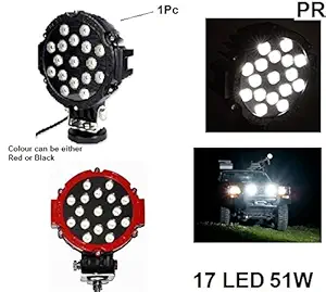 PRIKNIK 17 LED 51Watts Fog Light/Work Light BAR SPOT Beam Off Road Car Aux Assembly Driving LAMP Compatible with Mahindra Thar , White