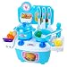 Produktbild 1 Satz 24 Stücke Küche Pretend Kochen Spielzeug Rollenspiel Küchenutensilien Simulation Gemüse Kochen Geschirr Tap Bewässerung Wasserhahn Spielzeug für Kinder (Blau)