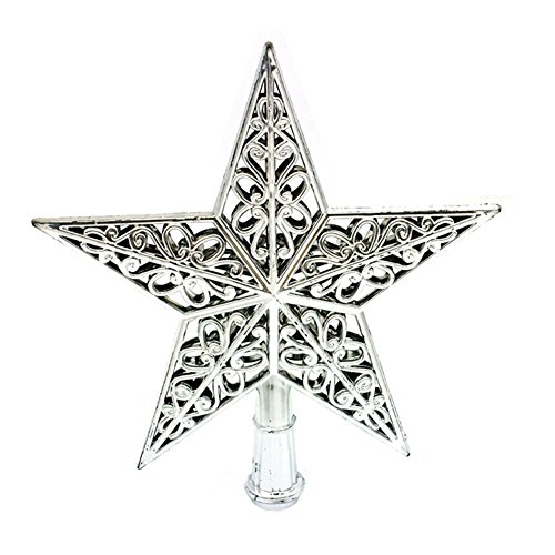 Itemer 20 cm puntale per albero di Natale a forma di stella, design unico di Natale Decorazioni ornamenti 20 cm Argent