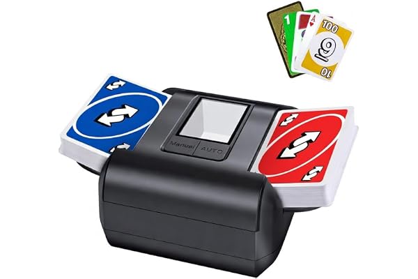 Mélangeur de Cartes Automatique, Mélangeur Électrique pour 1-2 Ponts Mode Auto & Manuel Rechargeable 2000mAh Faible Bruit Idéal pour Poker UNO Blackjack Skip-Bo Phase 10 Texas Hold'em Belote