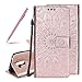 Produktbild SKYXD Luxus Elegant Prägung Sonnenblume Einfarbig Muster PU Leder Hülle für Xiaomi Pocophone F1, 3D Retro Schöne Mandala Floral Geprägtes Brieftasche Standfunktion Magnetverschluss Etui(Roségold)