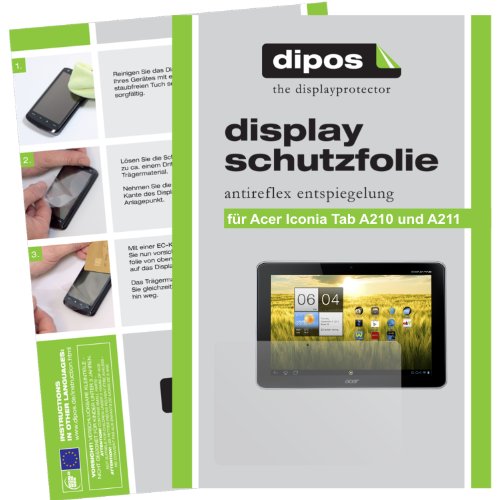 2x Dipos Antireflex Displayschutzfolie für Acer Iconia Tab A210 und A211 - 2