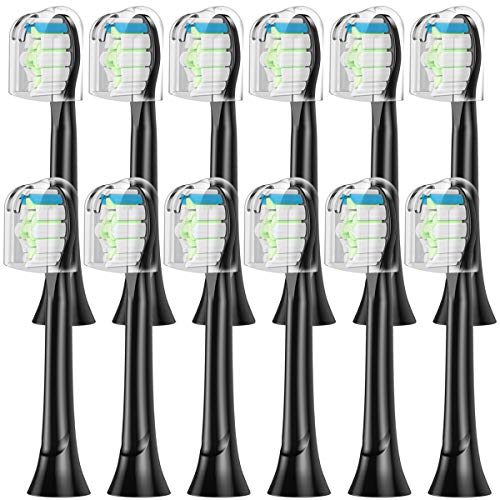ITECHNIK Têtes de brosse DiamondClean pour Philips Sonicare HX6064/33 Pack Têtes de brosse DiamondClean Standard (12pcs) Noires