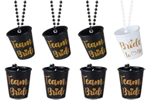 JUSTOTRY 8 Stück Bride to Be Schnapsgläser Perlen Halskette für Junggesellenabschied Frauen- 1Weiß Braut und 7 Schwarz Team Bride für Bachelorette Party Accessories und JGA Frauen Deko