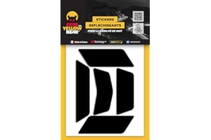 Fear The Yellow Bear© Easy Five ™, Stickers Retro réfléchissants Noirs REPOSITIONNABLES, pour Casque Moto, 3M™ Technology, Tailles homologuées Visible la Nuit pour Votre sécurité
