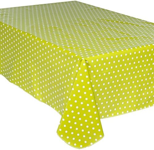 Polka Dot Oilcloth Tablecloth - 140 X 240 cm Lime Green