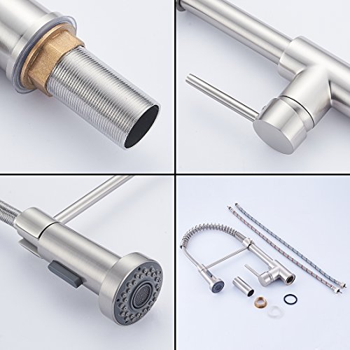 Aimadi Küchenarmatur Mischbatterie Küche Wasserhahn Spiralfederarmatur Einhebelmischer Küchenspüle Geschirrbrause Spültischarmatur Einhandmischer Ausziehbar Gebürsteter Nickel - 6