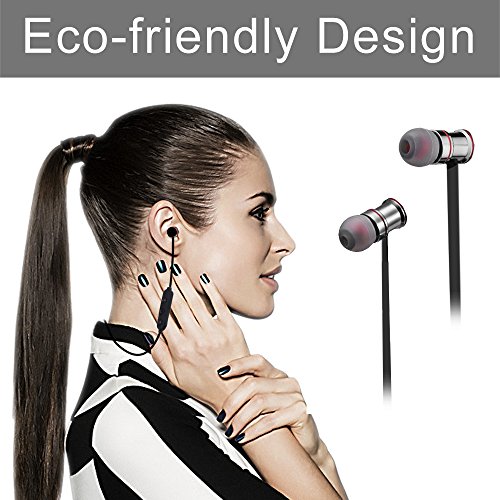 Auriculares Inal  mbricos de Deportes Sunvito 4 1 Magn  tico Auriculares In-Ear Manos Libres con Bluetooth con Micr  fono  Prueba de Sudor y Dise  o Ergon  mico  Negro-Gris 