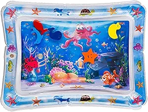 Qsfi Baby Kids Water Play Mat Toys Inflatable Tummy Time Leakproof Water Play Mat, Fun Activity Play Center Indoor and Outdoor Water Play Mat for Baby