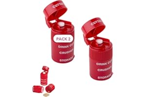 APUKESE (PACK 2) Kruszarka do tabletek 4 w 1, ważna do rozdrabniania, cięcia, przechowywania i ze szklanką w zestawie. Lekki i kompaktowy do przenoszenia i wygodny w użyciu.