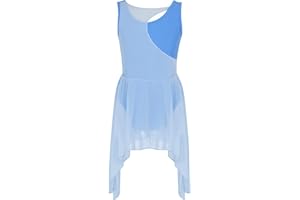 TTAO Gymnastikanzug Kinder Mädchen Ärmellos Eiskunstlauf Kleid Ballettkleid Turnanzug Ballettröckchen Kleid Trikotanzug Training Gymnastikbody