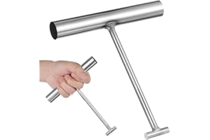 ULTECHNOVO 2pcs Manhole Keys Pair T Shape End 160mm, Stainless Steel Manhole Cover Hook Drain Grate Lifter