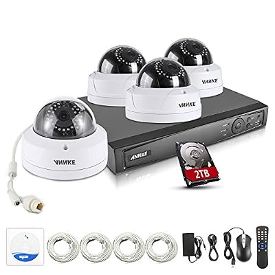 Annke PoE système de surveillance 1080P HD 4CH NVR surveillance vidéo avec 4 IP caméras de surveillance 1080P avec disque dur de 2TB compatible compatible avec Hikvison DAHUA IP caméra ONVIF