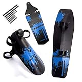 Set di parafango anteriore e posteriore per bicicletta, accessori ciclismo e mountain bike, da agganciare al tubo, Blau