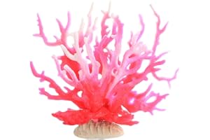 Hapihom Piante artificiali per acquario, simulazione ornamento in silicone artificiale corallo albero mare acquario acquario acquario decorazione paesaggistica rosa bianco