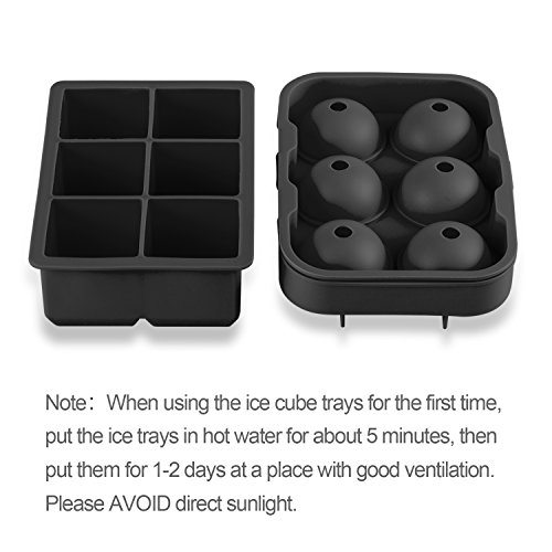 BeePole Eisball und Eiswürfel Schmelzmacher – Flexible Silikon Eis Trage Kombo (Set von 2) – 6 Schlitze für jede Schmelze mit 1 Rostfreiem Stahl Eiswürfel Clip, Schwarz - 6