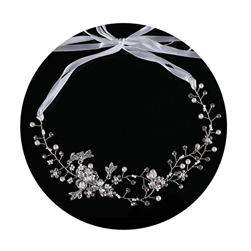 Gold Plated Wedding Hair Accessories by AMDXD,Vintage Crystal Pearl Simulated Hairbands Flower Design