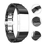 Für Fitbit Charge 2 Armband Rosa Schleife® Smart Watch Band Edelstahl Keramik armbänder Wrist Strap Uhrenarmband mit Schmetterlings Metallschließe und Schnalle Ersatzarmband Replacement Wristband für Fitbit Charge 2 Smart Fitness Watch Zur Herzfrequenz und Fitnessaufzeichnung - 5