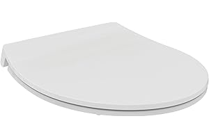 Ideal Standard Tirso Tapa WC, forma ovalada universal, Asiento con cierre amortiguado y opción de liberación rápida, polipropileno reciclado – Blanco (365x425x50 mm)