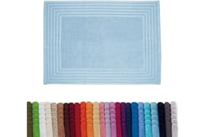 B BARCELOHOGAR Alfombra Baño Rizo - Alfombrilla de Ducha Casa - Tapete para Salir de la Ducha o Bañera de Secado Rapido - Alfombra para Baño o Cocina - Multifuncional 100% Algodon 50 x 70 cm. Color: Celeste