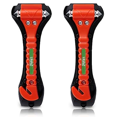LIHAO Marteaux de Secours pour Voiture, LIHAO lot de 2 pièces Brise-Vitre avec Outil de Coupe Ceinture