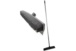 TDBS THE DUSTPAN AND BRUSH STORE Professional Rubber Broom with Solid 120cm Handle Pet Hair Removal Sweeping Brush - Specially Designed to Remove Dog Cat and Human Hair from Carpets and Flooring - Hundreds of Individual Rubber Bristles Collect and Attract Hair from Carpet - Also Features Inbuilt Squeegee for Removing Water from Flooring - Soft Flexible Rubber Bristles will Not Mark Surface