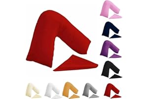 BuzzBuy Funda de almohada en forma de V, 100% polialgodón, soporte para espalda y cuello, ortopédico, embarazo/lactancia, solo funda de almohada (rojo)