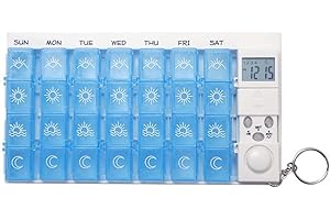 Cisixin 7 Day Weekly Digital Pill Timer Box -Pill Medicine Case Container with 4 Alarm Reminders