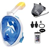 Full Face Diving Mask Anti-Fog Snorkel Fullface Swimmer Mask Blue