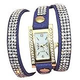 Minetom Frauen Mode Strass Armband Dekoration Quarz Analog Uhr Wrist Watch ( Blau )