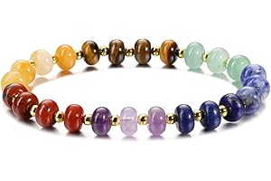 GEHECRST 7 Chakra Armband Edelstein Armbänder Natürliche Chakra Steine Yoga Armband Healing Reiki Energietherapie Glückbringen Edelstein für Damen Herren