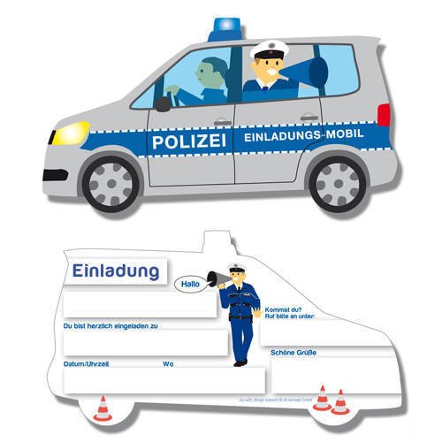 Einladungskarten Polizei 6 Stk.