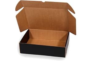 ONLY BOXES Caja De Cartón Negra Resistente para Envío Postal, Automontable ideal para Regalo, Talla L, 38x28x8 cm, 20 Unidades
