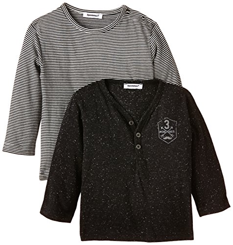 3 Pommes Baby-Boys Rock & Boy Striped Polo Shirt, Black, 9-12 Months (Manufacturer Size:12 Months)