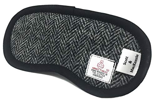 Preisvergleich Produktbild Harris Tweed Augenmaske, Fischgrätenmuster, Schwarz