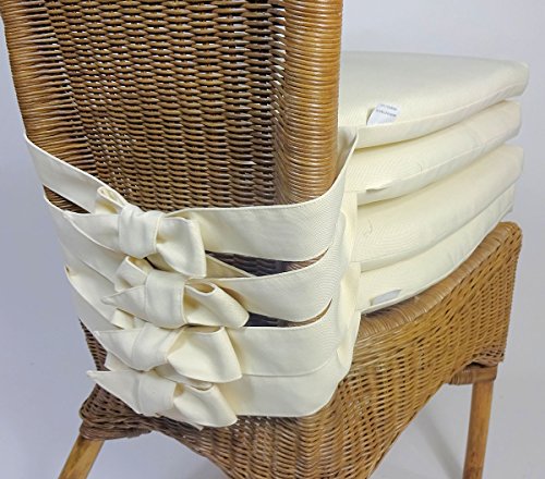 Set 4 x Stuhlkissen / Sitzkissen Marina II mit Schleife 42 x 45 cm Dicke 5 cm , Fb. natur , Polyester - 2