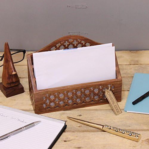 Letter Rack Vintage Desk Wooden Hand Carved Holder Design Barroon Jali