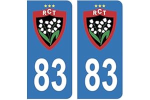 HADEXIA Autocollant Stickers Plaque immatriculation Voiture Auto 83 Club RCT Rugby Club Toulonnais Bleu Foot