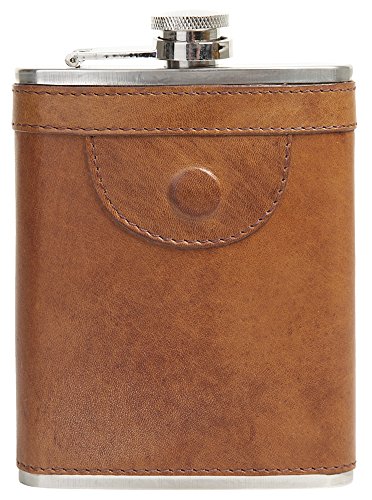 Preisvergleich Produktbild LandLeder Flachmann cognac