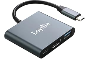 LOYDIA USB C to HDMI Multiport Adapter, 4K Output USB-C PD100W Fast Charging Port & USB 3.0 Port, Converter Adapter USB C Hub for Chromebook/Samsung Galaxy S8/S9, for MacBook,MacBook Pro/Air,iPad Pro