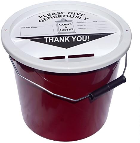 PDK Charnwood Charity Money Collection Bucket With Lid (5.7 Litres) - Burgundy