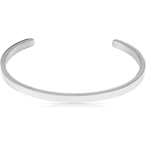 NTRUXZP Bracciale Unisex In Acciaio Inossidabile, Ovale, Apertura Regolabile, Larghezza 6mm, Colorazione Argento, Con Scatola Regalo - 3