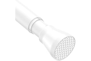 AIZESI Tension Rod 70-130cm Extendable Curtain Poles Shower Curtain Rod, No Drill Curtain Rods Spring Loaded Curtain Rod, Tension Rods for Curtains, Bathroom, Kitchen 1PCS White.