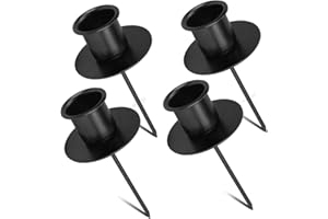 SPRINLOT 4X Kerzenhalter Adventskranz, Stabkerzenhalter Schwarz mit Teller, Kerzenständer Stabkerzen, Adventskerzenhalter Metall Kerzenleuchter, Kerzenteller für Adventskranz Weihnachten