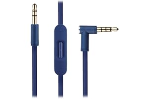 REYTID Audio Cable Compatible with Beats by Dr Dre Solo2 / Solo3 / Studio 2 & 3 Headphones w/Inline Remote, Volume Control and Microphone - Replacement Lead - Blue